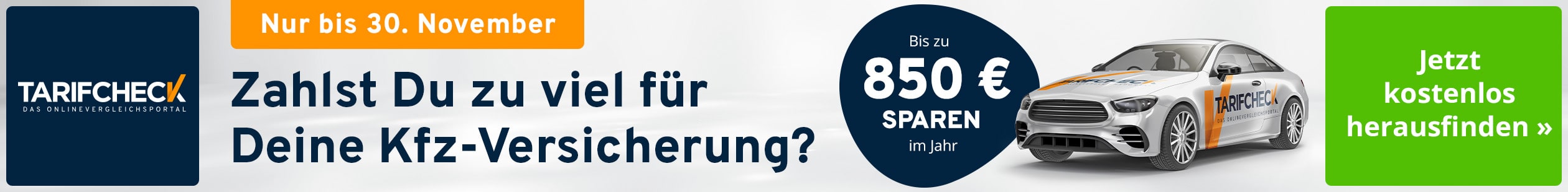 Zahlst Du zu viel für Deine Kfz-Versicherung? Jetzt bis zu 850,00 € im Jahr sparen!