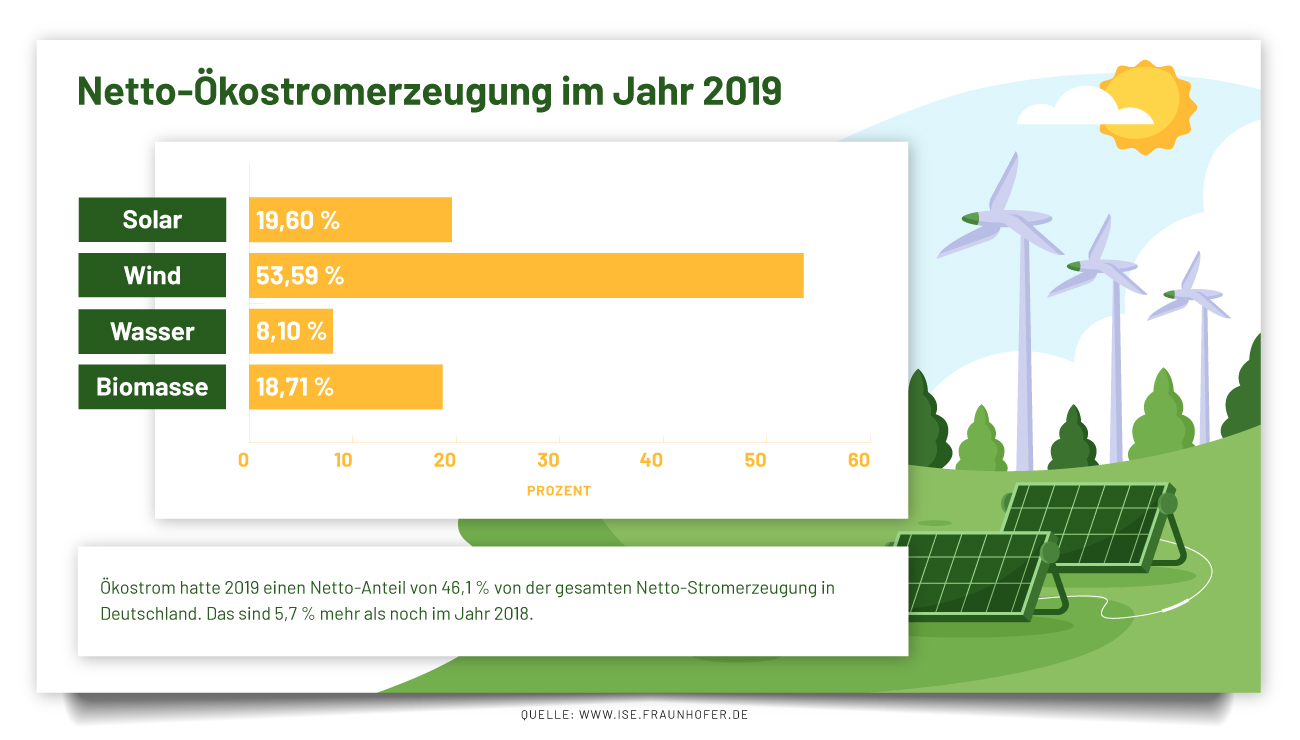 Netto-Ökostromerzeugnis im Jahr 2019